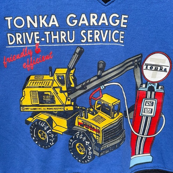 VTG Tonka Truck Garage Service V-Neck Shirt Size 4 Blue Black Colorblock Canada - Picture 4 of 11